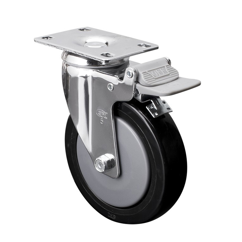 EDL Medium 5'' 110Kg Plate Plastic Dual Brake PU Caster 57225H-575-67