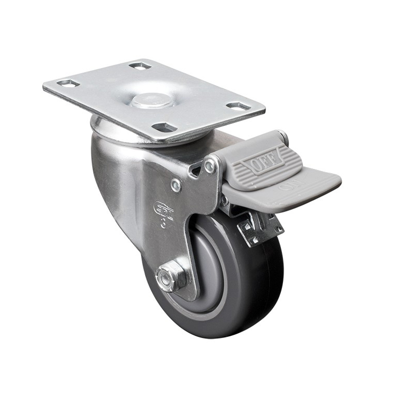 EDL Medium 3'' 110Kg Plate Plastic Dual Brake TPE Caster 57123H-573-57