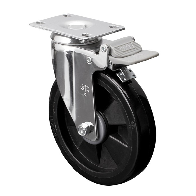 EDL Medium 6'' 110Kg Plate Plastic Dual Brake PU Caster 57226H-576-67