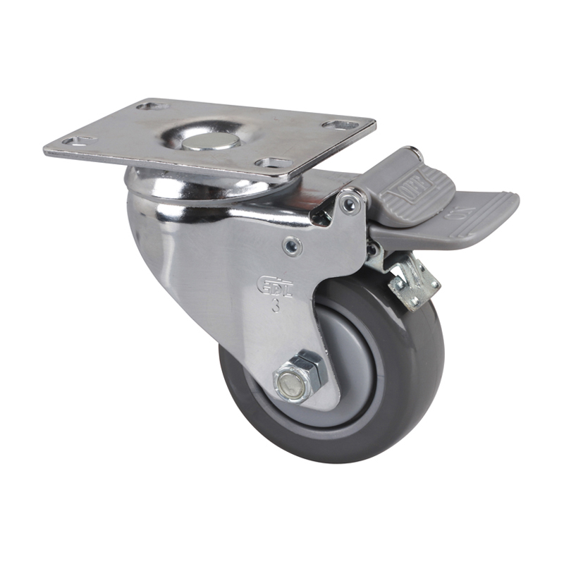 EDL Medium 3'' 130Kg Plate Plastic Dual Brake PU Caster 57223H-573-77