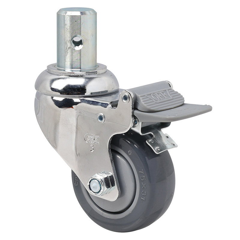 EDL Medium 3'' 130Kg Stem Plastic Dual Brake PU Caster 57263H-573-77