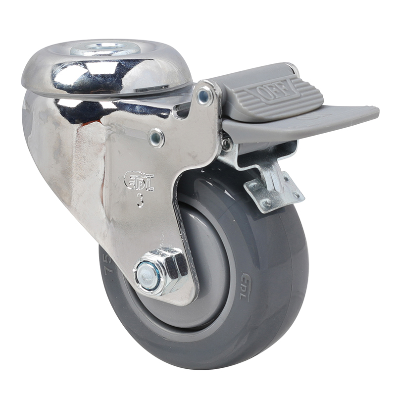 EDL Medium 3'' 130Kg Bolt Hole Plastic Dual Brake PU Caster 57283H-573-77