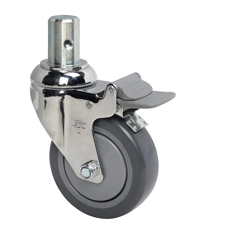 EDL Medium 4'' 130Kg Stem Plastic Dual Brake PU Caster 57264H-574-77