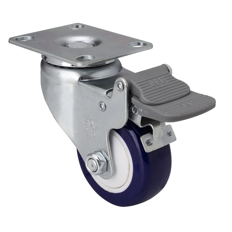 EDL Light 2.5" 80kg Plate Plastic Dual Brake TPU Caster 371225H-3725-87