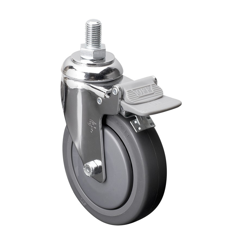 EDL Medium 5'' 130Kg Threaded Plastic Dual Brake PU Caster 57245H-575-77