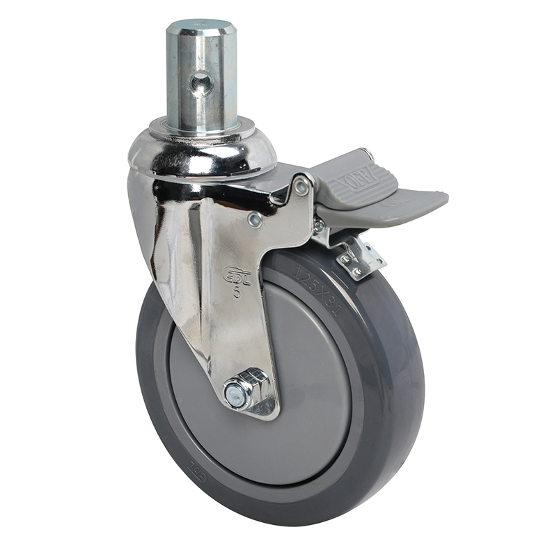 EDL Medium 5'' 130Kg Stem Plastic Dual Brake PU Caster 57265H-575-77