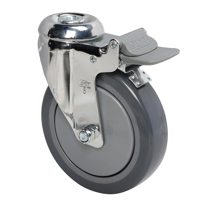 EDL Medium 5'' 130Kg Bolt Hole Plastic Dual Brake PU Caster 57285H-575-77