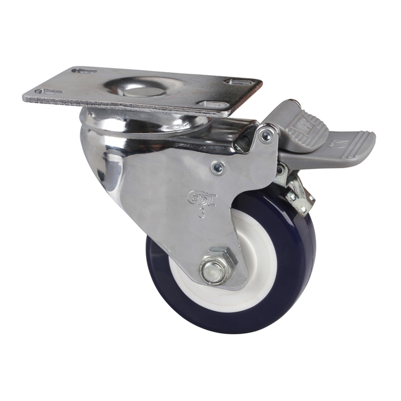 EDL Medium 3'' 130Kg Plate Plastic Dual Brake TPU Caster 57223H-573-87