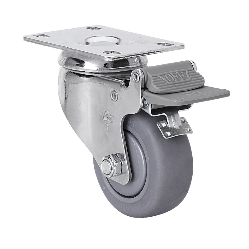 EDL Medium 4'' 110Kg Plate Plastic Dual Brake TPE Caster 57223H-573-57