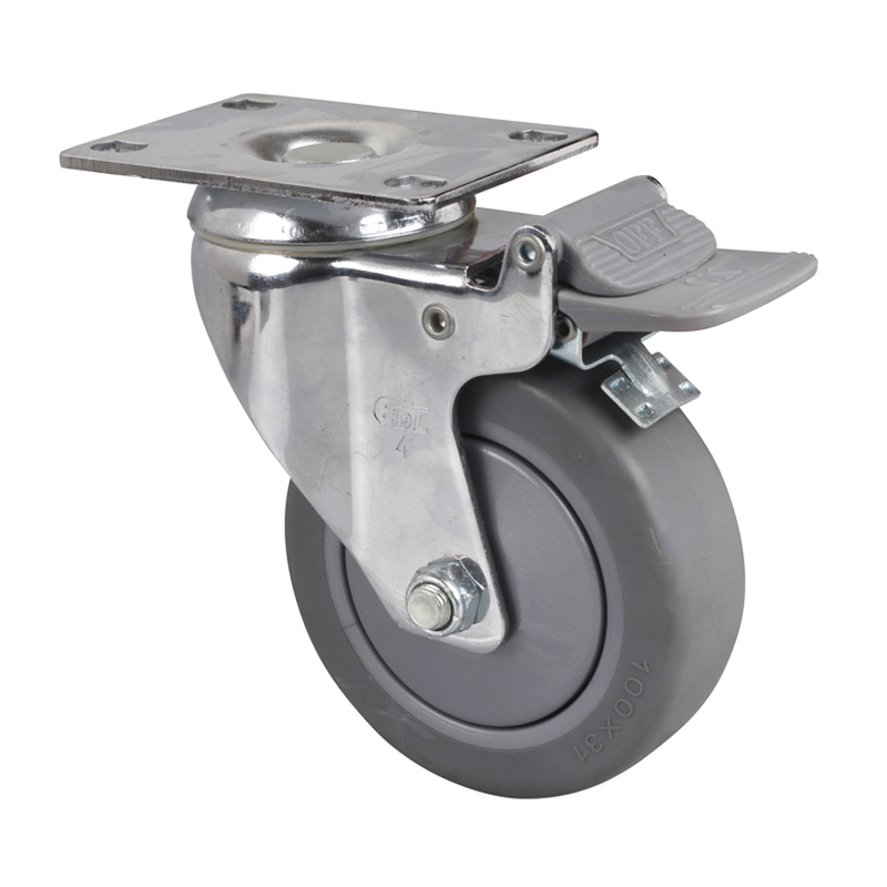 EDL Medium 4'' 110Kg Plate Plastic Dual Brake TPE Caster 57224H-574-57