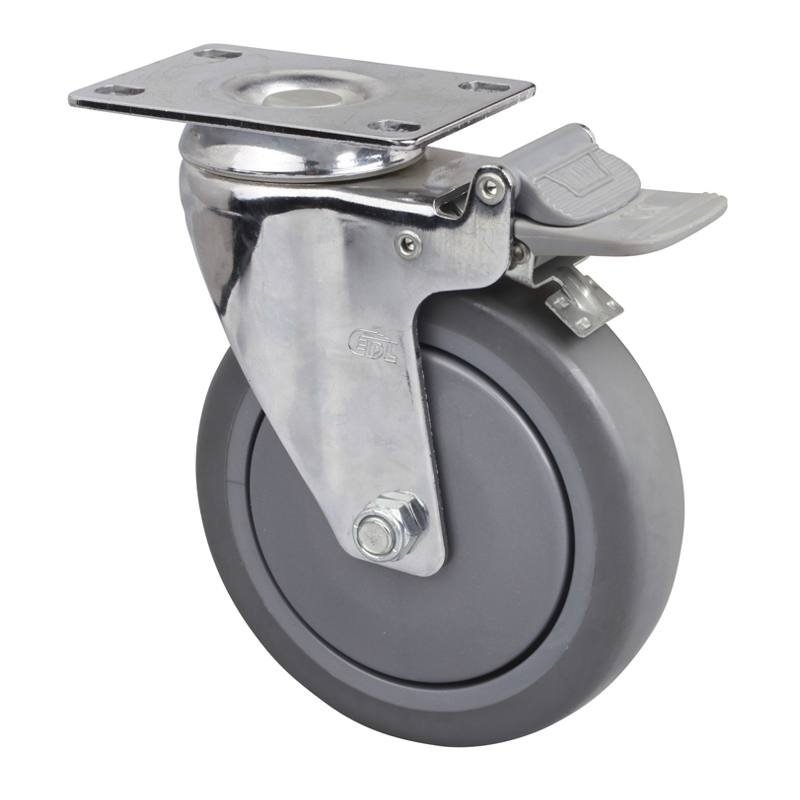 EDL Medium 5'' 110Kg Plate Plastic Dual Brake TPE Caster 57225H-575-57