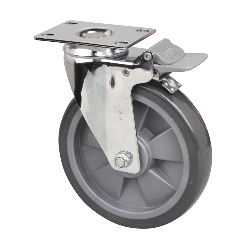 EDL Medium 6'' 130Kg Plate Plastic Dual Brake PU Caster 57226H-576-77