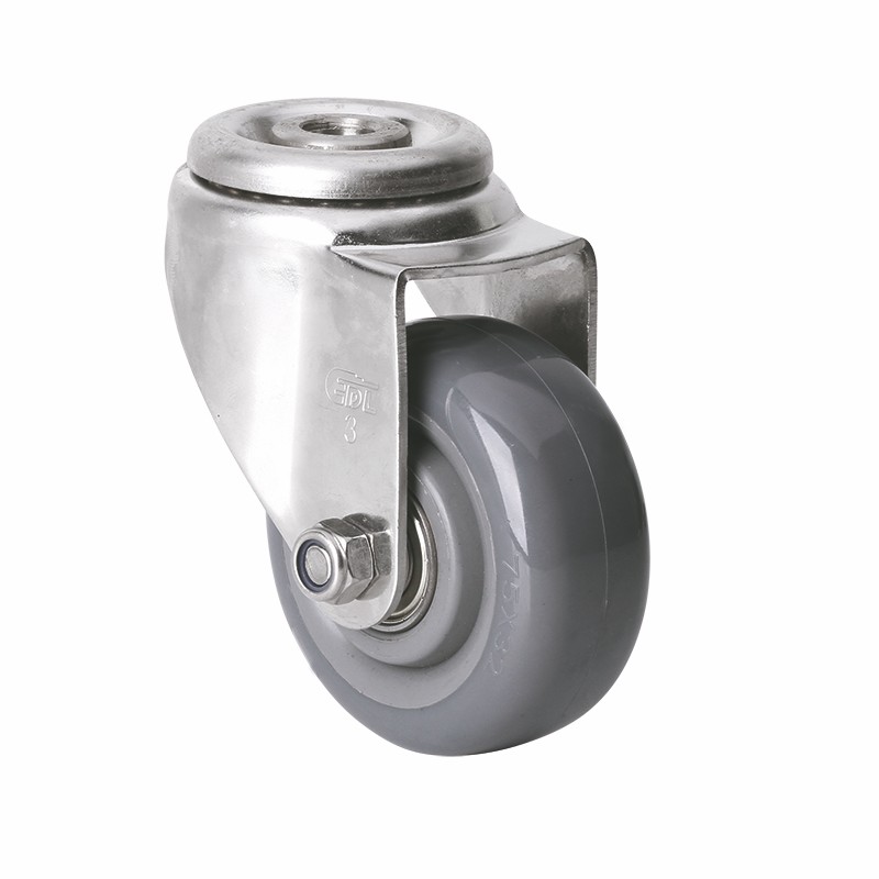 EDL Stainless Steel Medium3"150kg Bolt Hole Swivel PU CasterSS54773-S543-76