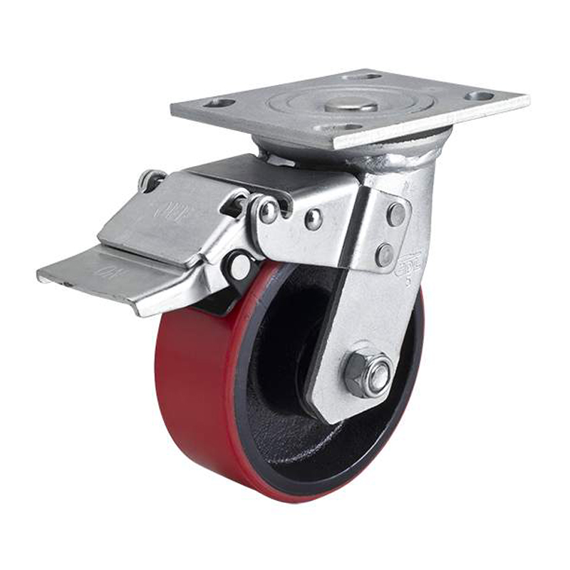 EDL Heavy 5'' 400kg Plate Iron Dual Brake TPU Caster 73125L-735-86T