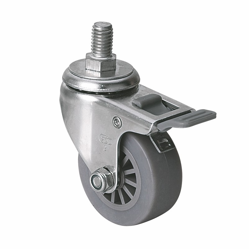 EDL Stainless Steel Mini 2'' 50kg Threaded Brake TPE Caster S26742H-S262-53