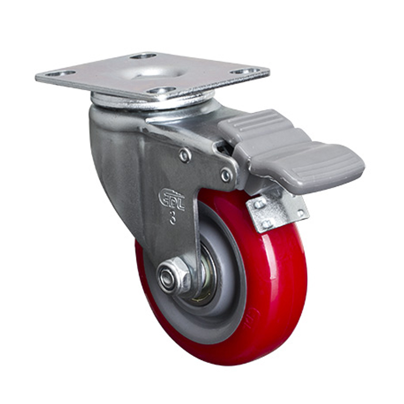 EDL Light 3'' 80kg Plate Plastic Dual Brake TPU Caster 36123H-363-86