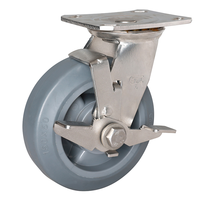 EDL Stainless Steel Heavy 6''350kg Plate Side Brake TPE Caster S71726C-S716-56/C