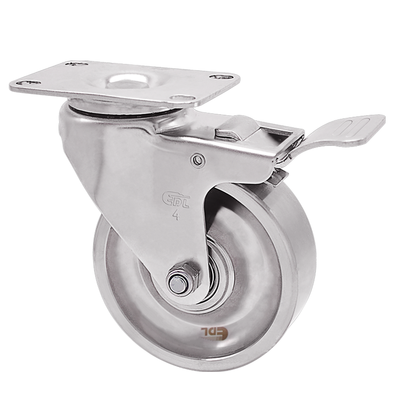 EDL Full-Stainless Steel Medium 4'' 120kg Plate Brake SS Caster S54724L-S544-S6