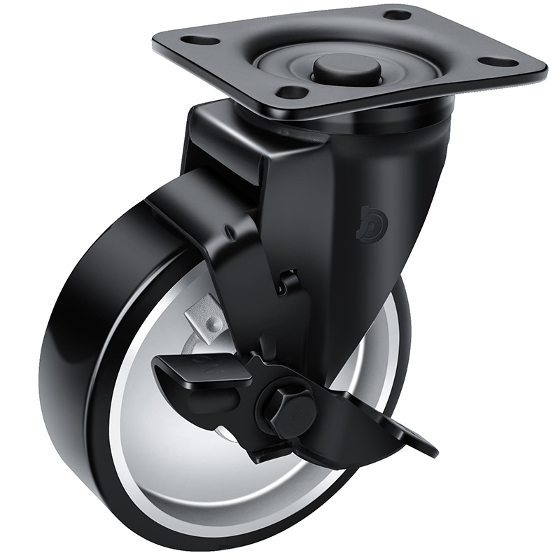 JARABO High-powered Medium 5" 300kg Plate Side Wheel Brake TPU Caster J64525C-A645-86A/C