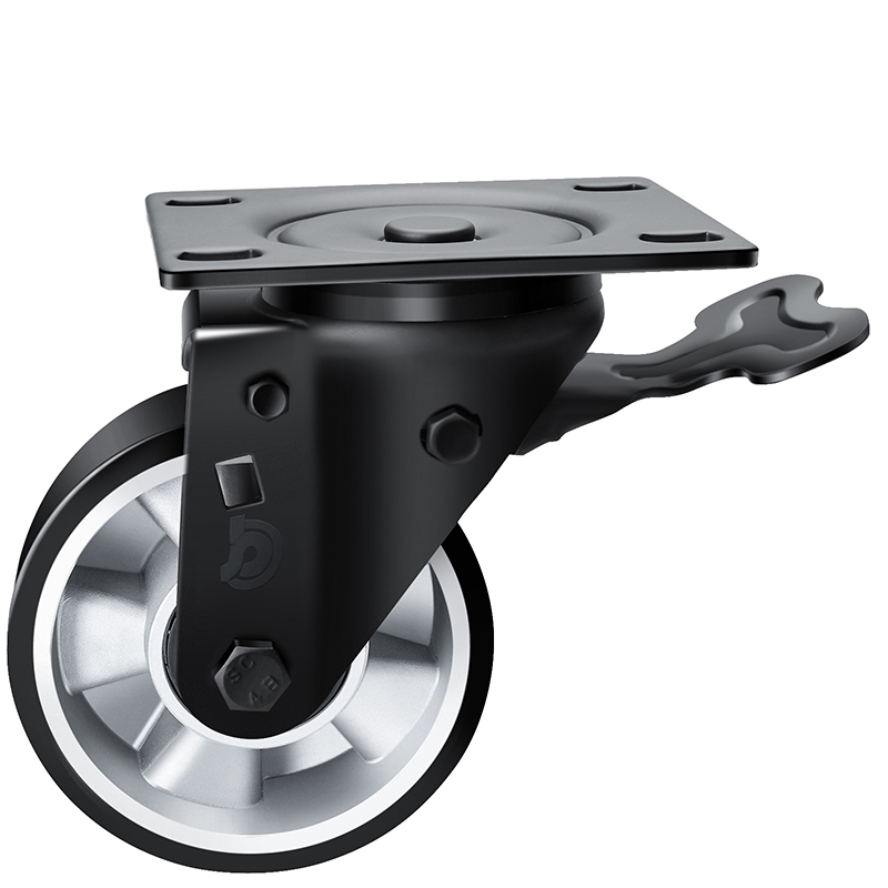 JARABO High-powered heavy 5"420kg Plate Brake TPU Caster J77525Q-A735-86A/M12X80