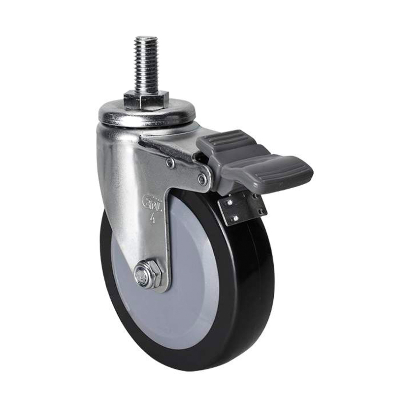 EDL Light 4'' 60kg Threaded Brake PU caster 36144H-364-64