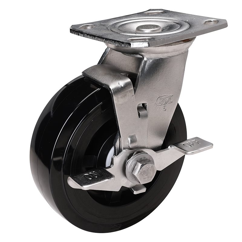 EDL Stainless Steel Heavy 6''380kg Plate Side Brake PU Caster S71726C-S716-65/C