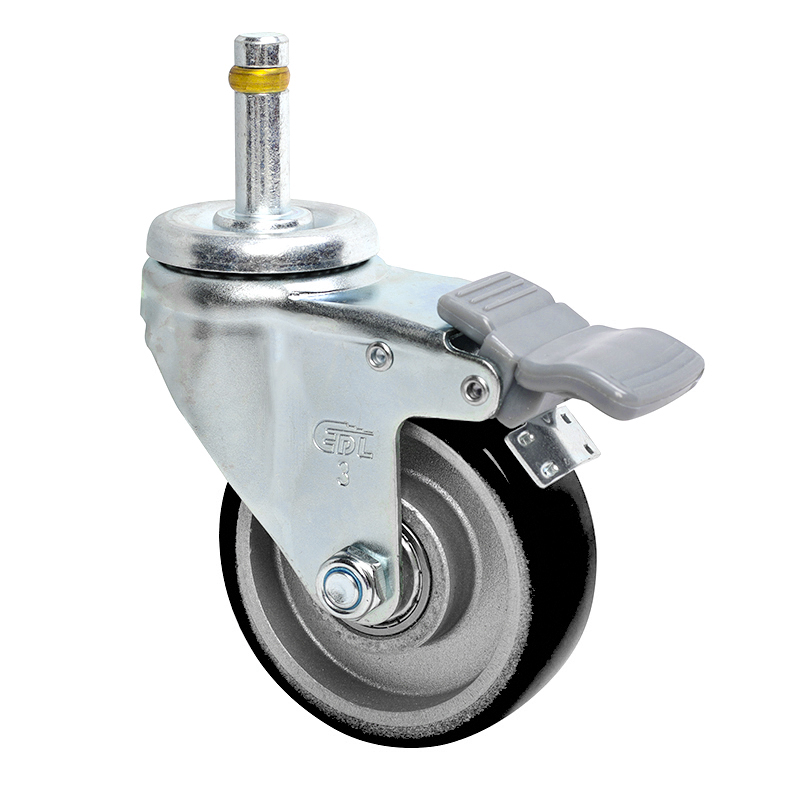 EDL Anti-electrostatic Light 3'' 80kg Stem Plastic Dual Brake TPU caster 36163H-A363-86A