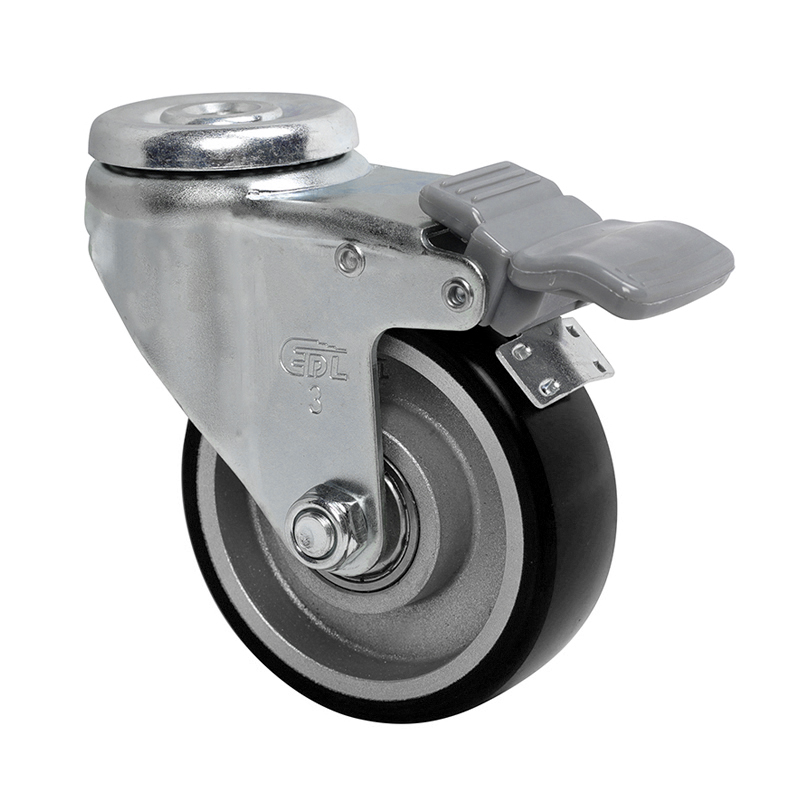 EDL Anti-electrostatic Light 3'' 80kg Bolt Hole Plastic Dual Brake TPU caster 36183H-A363-86A