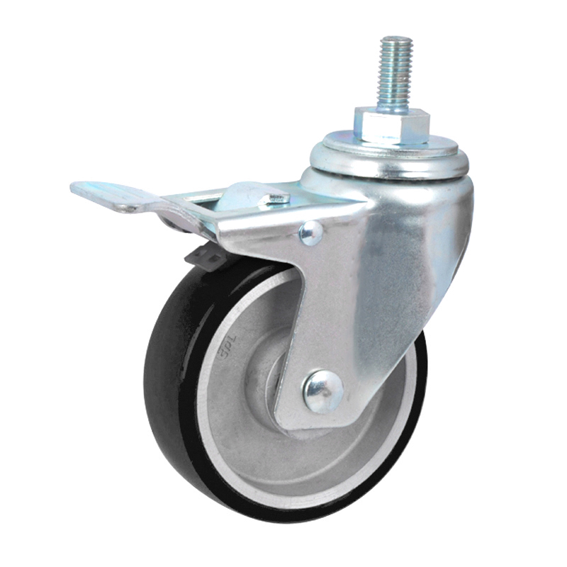 EDL Anti-electrostatic Medium 4'' 150kg Threaded Iron Dual Brake TPU Caster 50144L-A504-86A