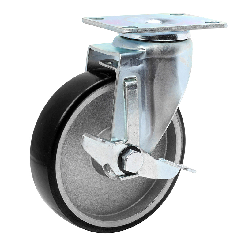 EDL Anti-electrostatic Medium 5'' 150kg Plate Side Wheel Brake TPU Caster 50125C-A505-86A