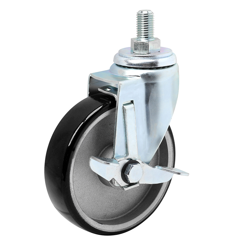 EDL Anti-electrostatic Medium 5" 150kg Threaded Side Wheel Brake TPU Caster 50145C-A505-86A/C