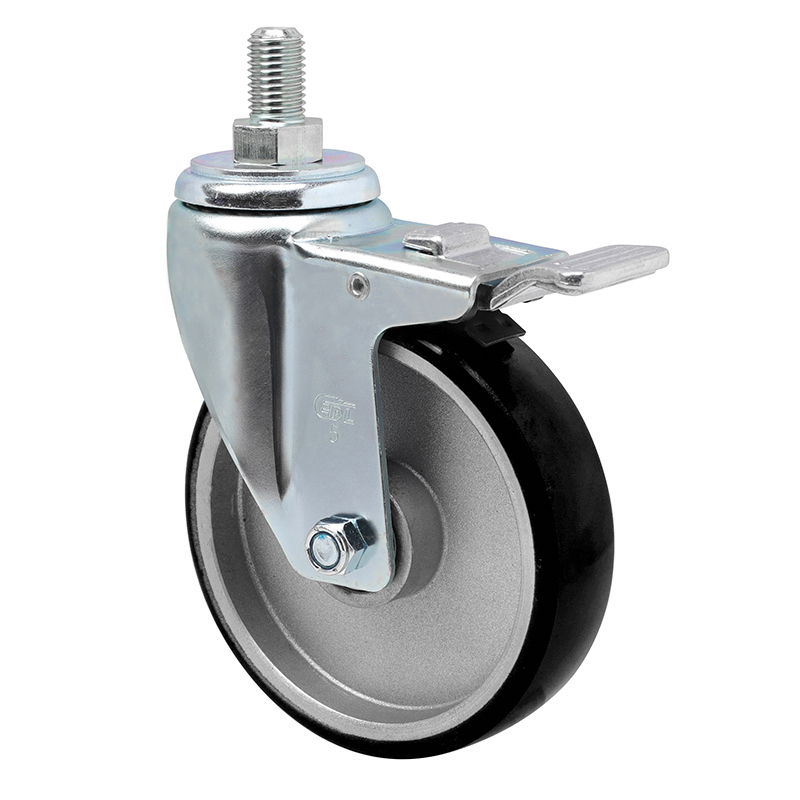 EDL Anti-electrostatic Medium 5' 150kg Threaded Al. Dual Brake TPU Caster 50145P-A505-86A