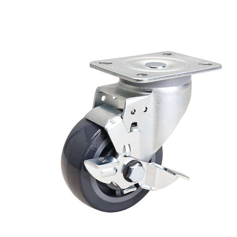 EDL Medium 4" 200kg Plate Side Wheel Brake PU Caster 66124C-664-76/C