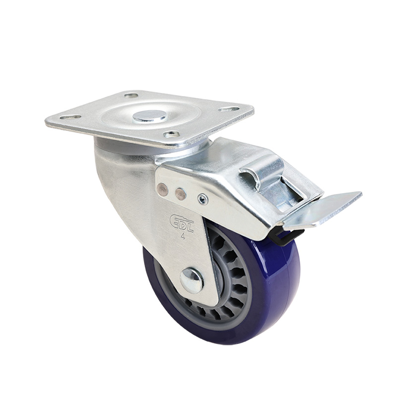 EDL Medium 4" 250kg Plate Iron Dual Brake TPU Caster 66124L-664-86