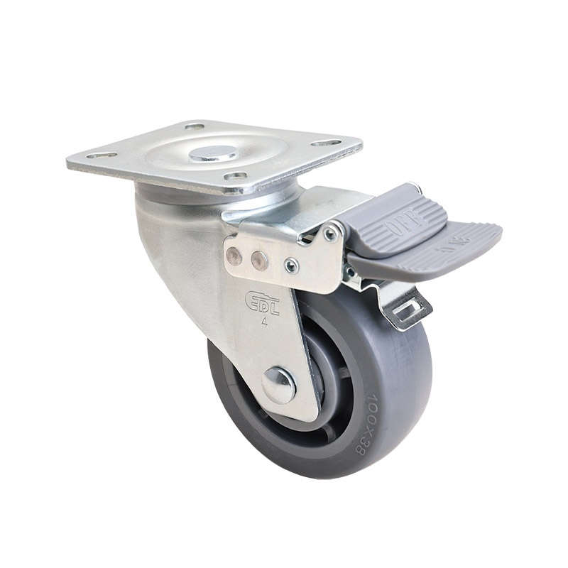 EDL Medium 4" 180kg Plate Brake TPE Caster 66124H-664-56