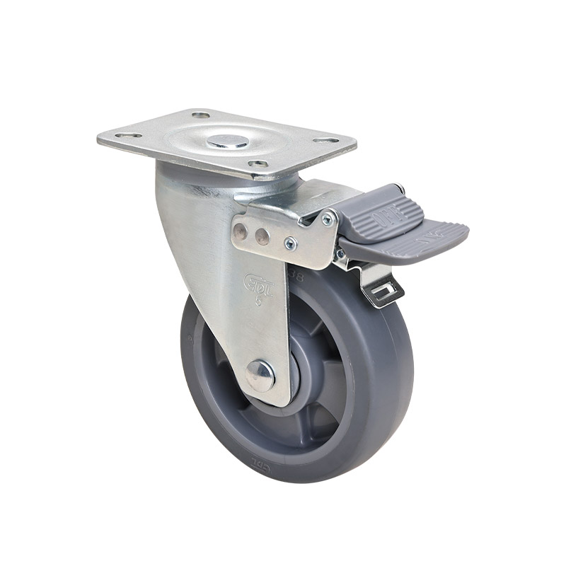 EDL Medium 5" 200kg Plate Brake TPE Caster 66125H-665-56