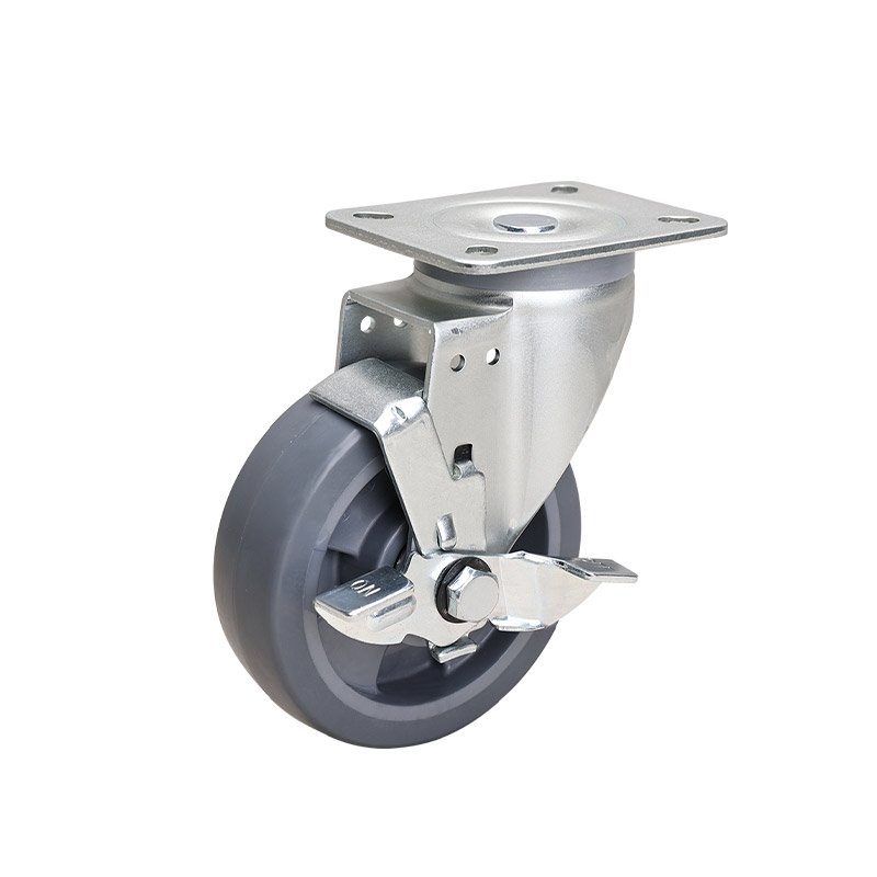 EDL Medium 5" 200kg Plate Side Wheel Brake TPE Caster 66125C-665-56/C