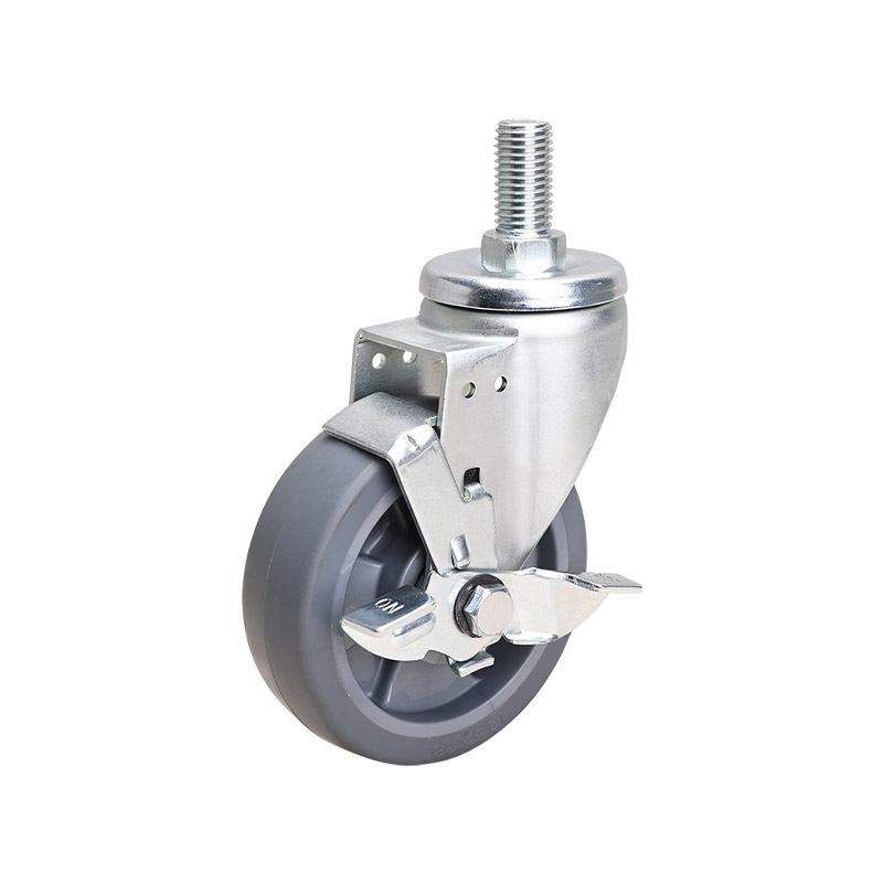 EDL Medium 5" 200kg Threaded Side Wheel Brake TPE Caster 66145C-665-56/C