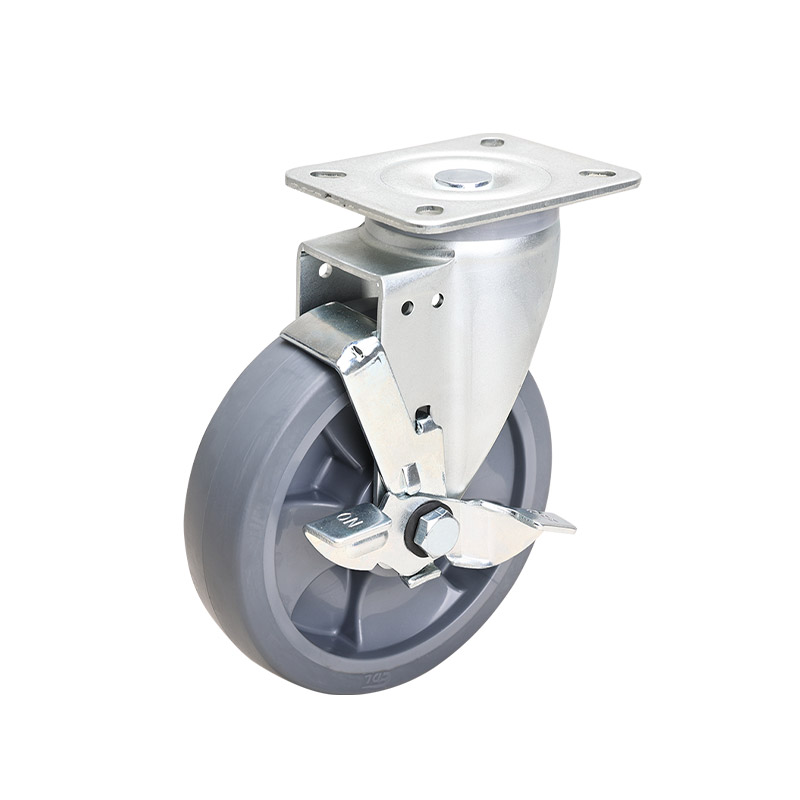 EDL Medium 6" 220kg Plate Side Wheel Brake TPE Caster 66126C-666-56/C