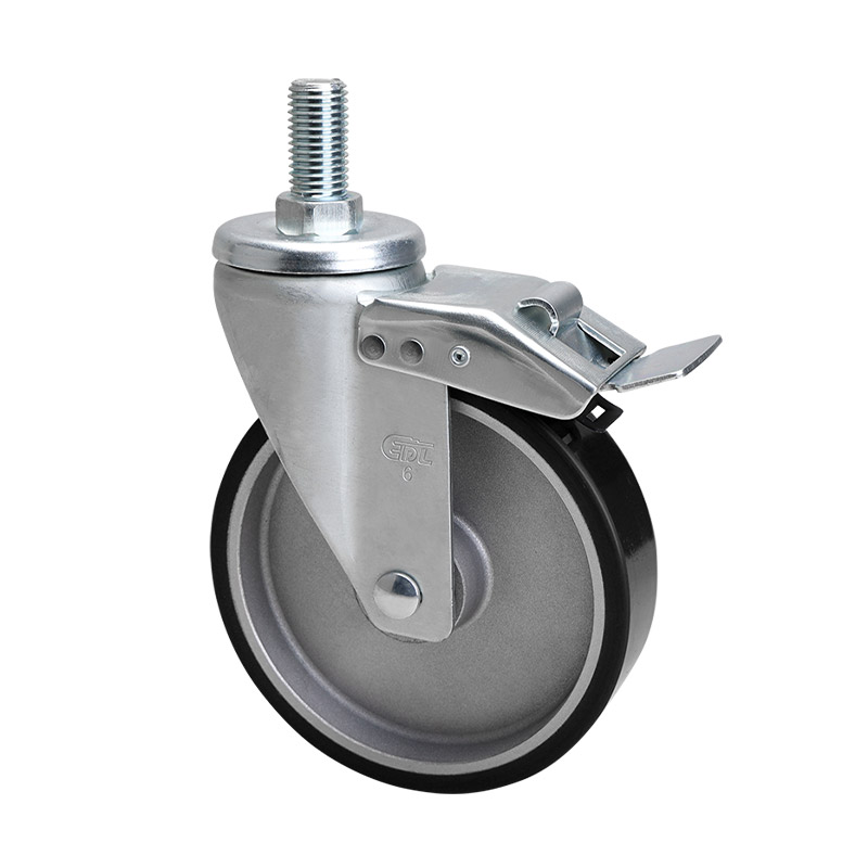 EDL Anti-electrostatic Medium 6" 300kg Threaded Iron Dual Brake TPU Caster 66146L-A676-86A